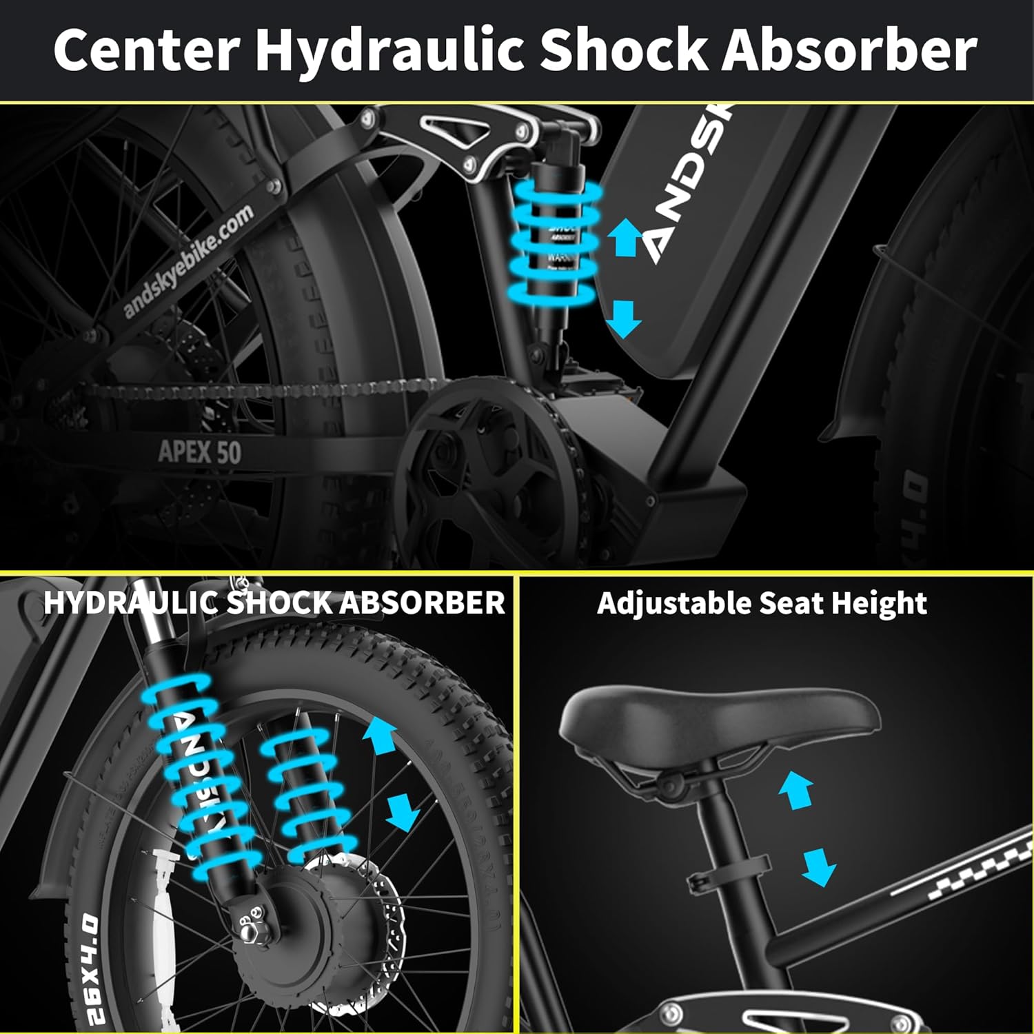 ANDSKY Apex50 AWD Electric Bik - đánh giá và giá 48V 1500W Rear Hub Motor With Battery