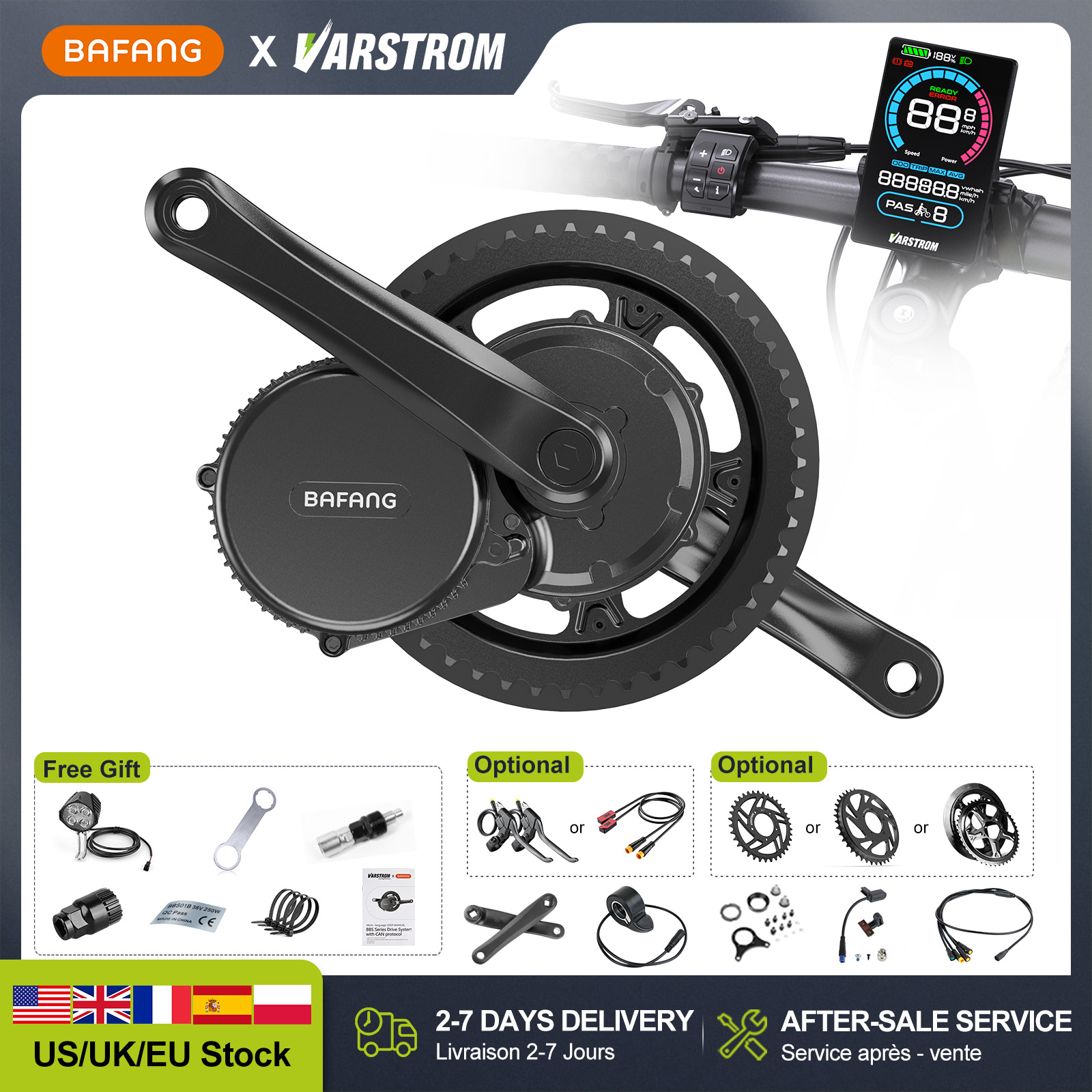 [US Stock] BAFANG 48V 500W 750 - đánh giá và giá Side Hung Mid Drive Motor Kit