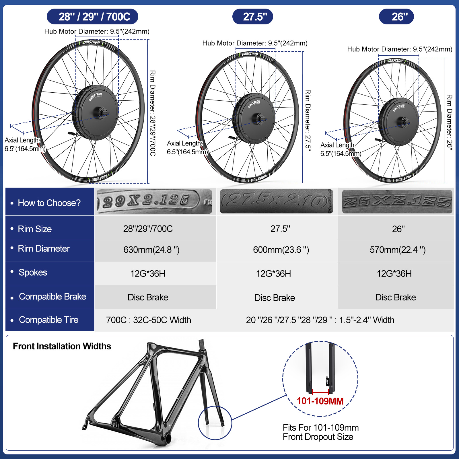 [US Stock] Varstrom 1000W 1500 - đánh giá và giá 48V 1500W Rear Hub Motor With Battery