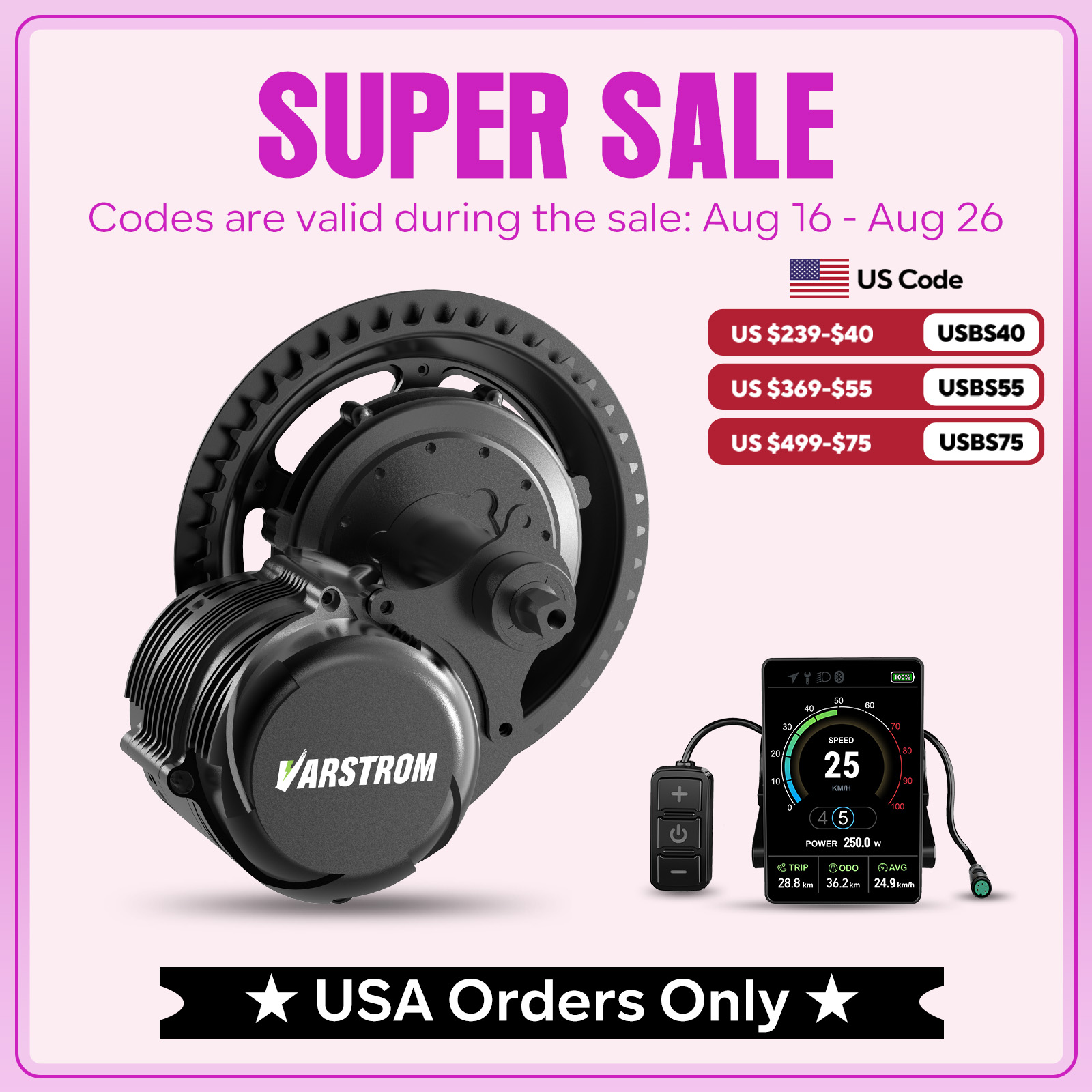 [US STOCK] Varstrom & Tongshen - đánh giá và giá Torque Sensor Mid Drive Motor Kit